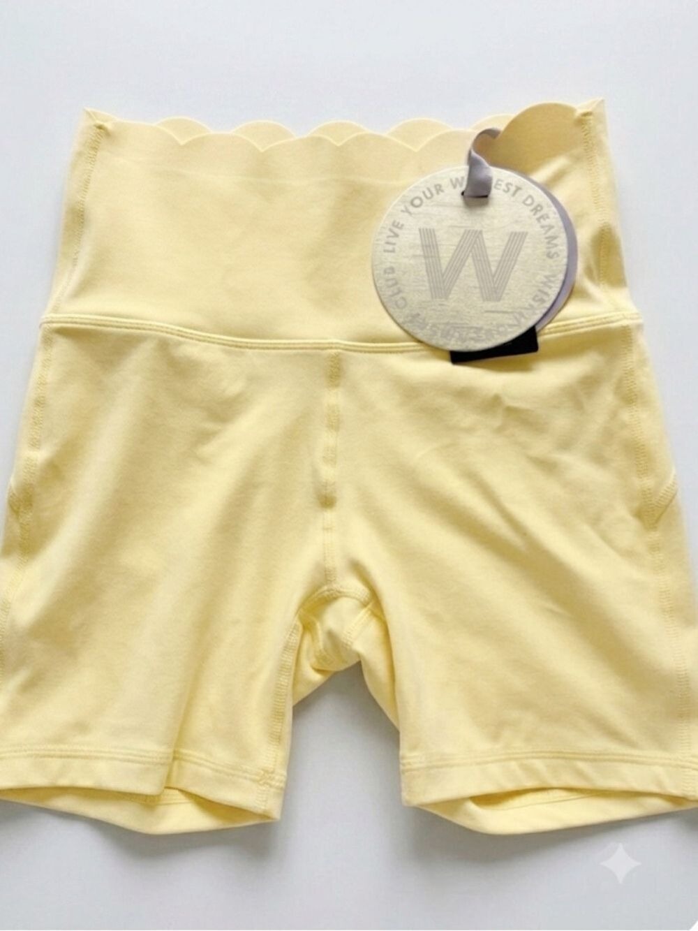 WISKII Lemon Yellow Scallop High Waist Biker Shorts